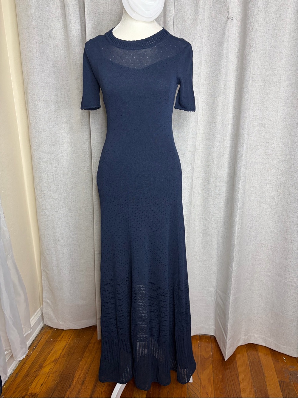 Rag&bone Women's Navy Short-Sleeve Knit Maxi Dress - Picture 8 of 15